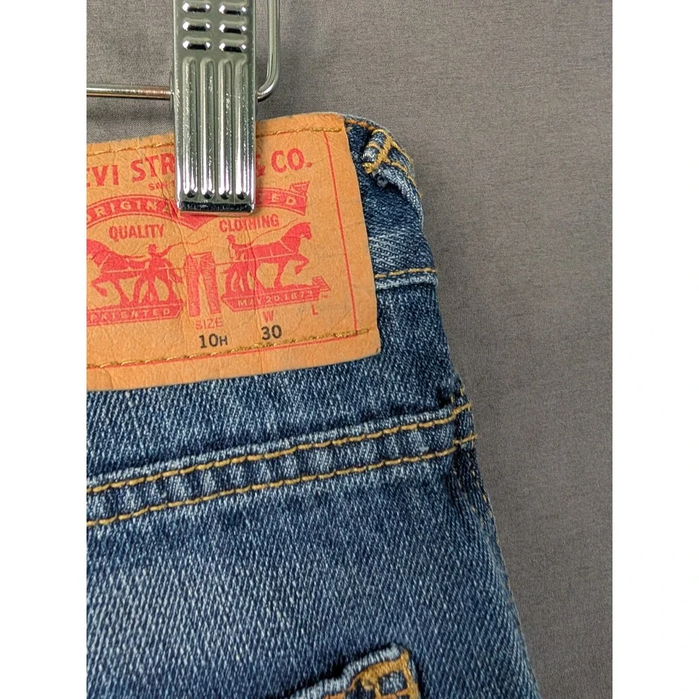 Levis Boys Blue Denim Carpenter Shorts Size 10 Husky W30 Utility Workwear